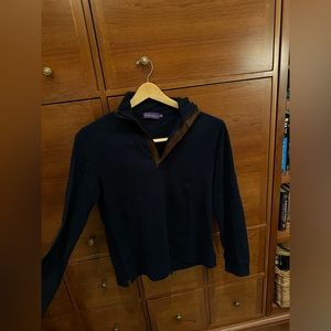 RL PURPLE LABEL suede and cotton quarter zip